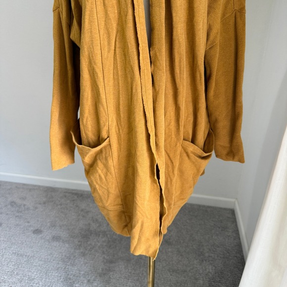 Pact Brooklyn Chai Yellow Organic Cotton Open Front Cardigan Sweater Medium Cozy - Picture 3 of 9